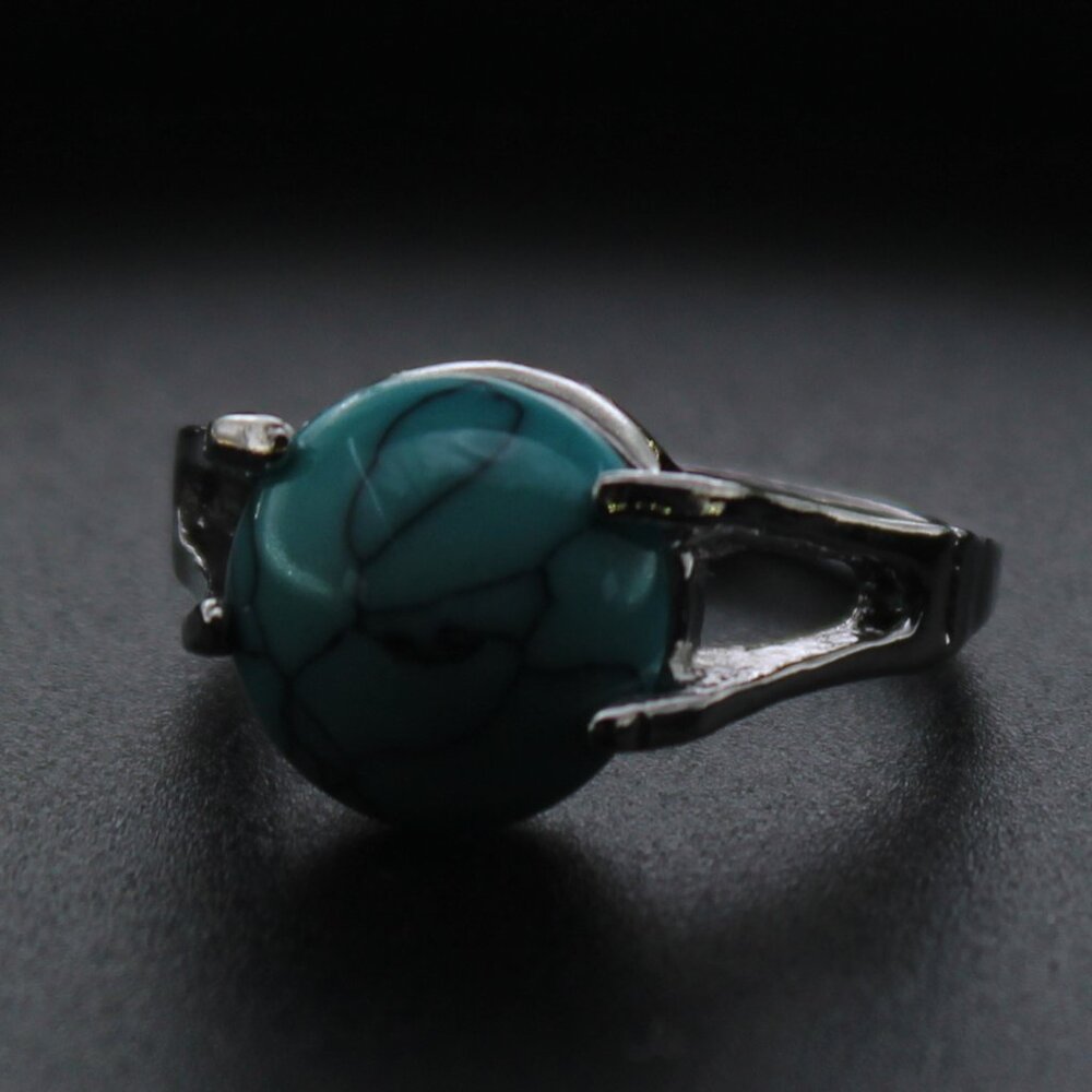 1202512-US 8.5 Round Blue Stone Ring.